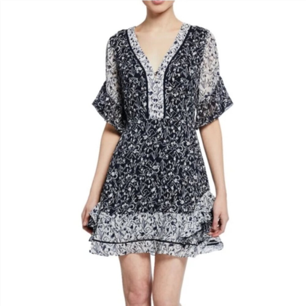 NEW Tanya Taylor Kayla Silk Floral Ruffle Mini Dress